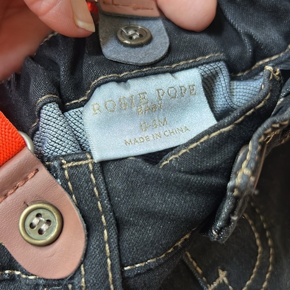 Rosie Pope Baby Boy Black Jeans Suspenders Appliqués NWT Size 0-3 months - Picture 7 of 10
